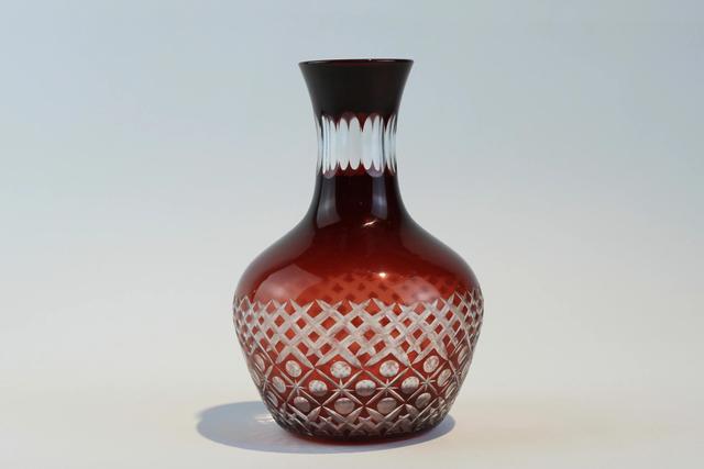 孤品分享 手工玻璃花瓶 日本江湖切子玻璃花瓶花器