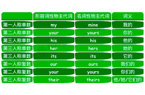 小学英语 语法零基础 物主代词